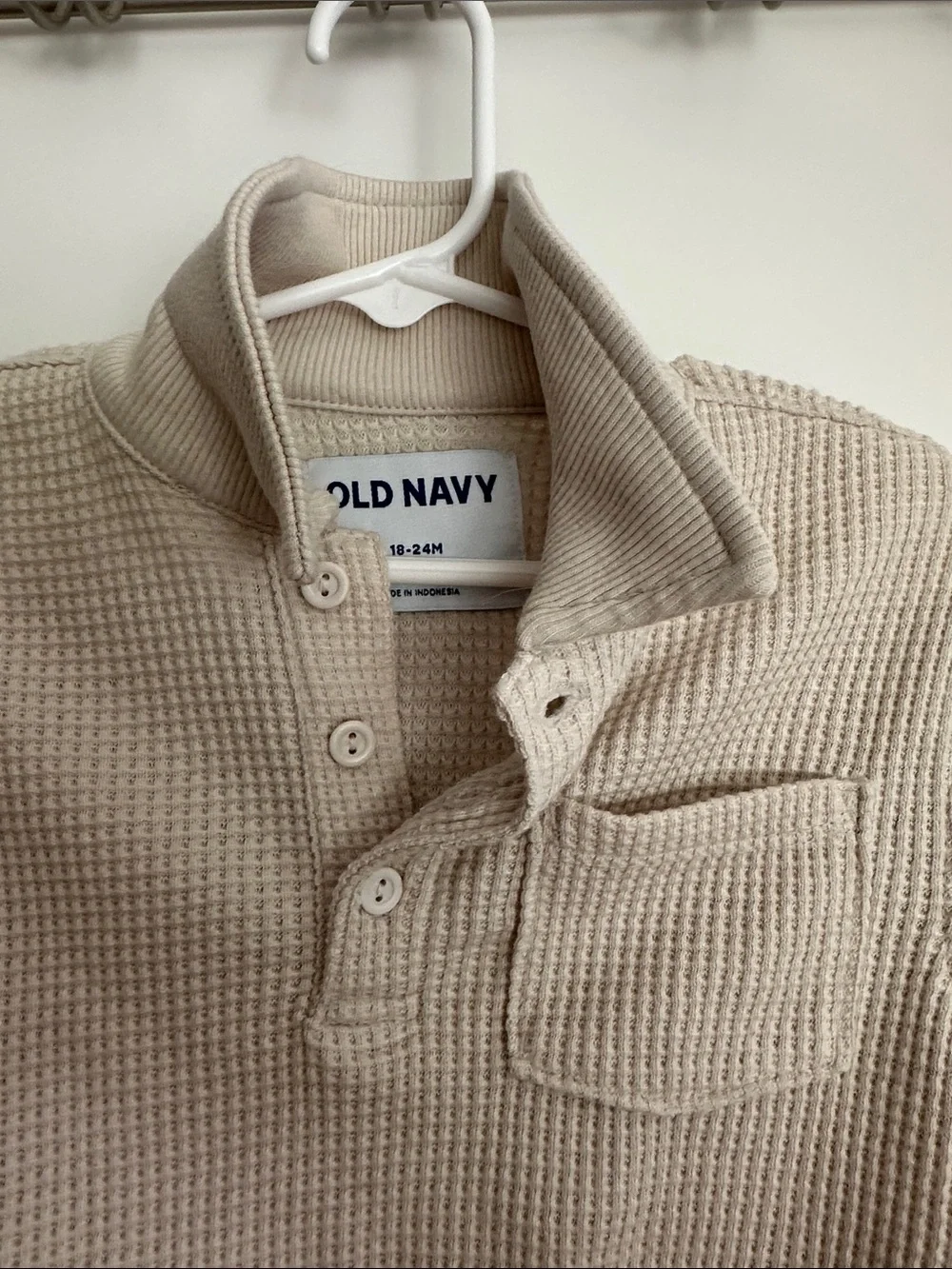 Old Navy Men's Cream Waffle-Knit Half-Button Pullover